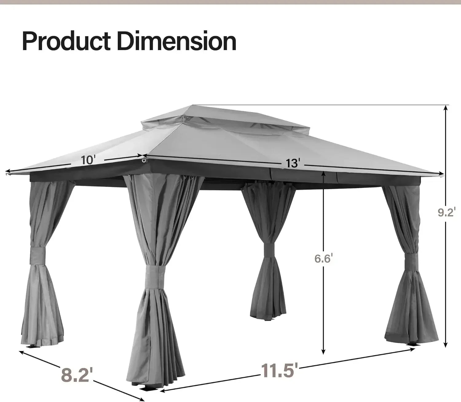 Outdoor Patio Gazebo with Expansion Bolts with Double Roofs