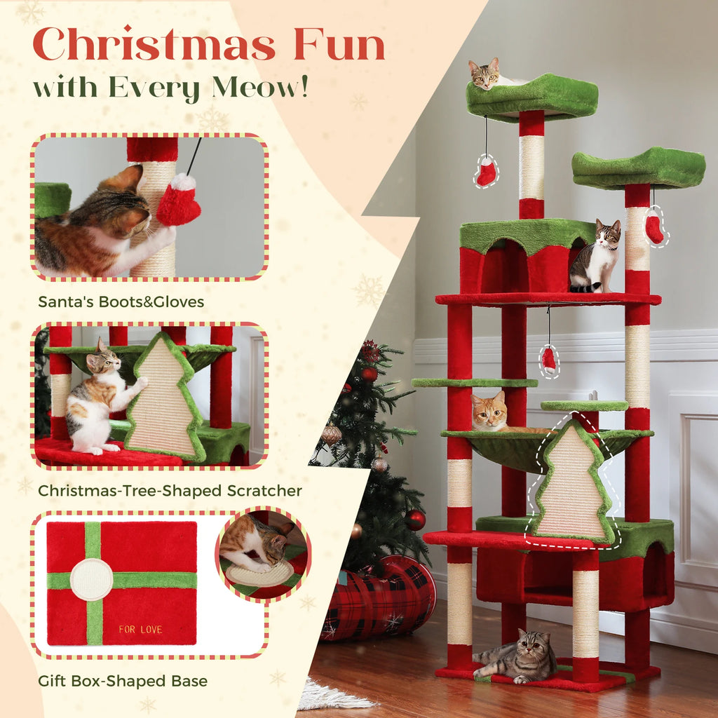 Large Cat Tree and Tower for Indoor Cats With Sisal-Covered Scratching Posts Spacious Hammock