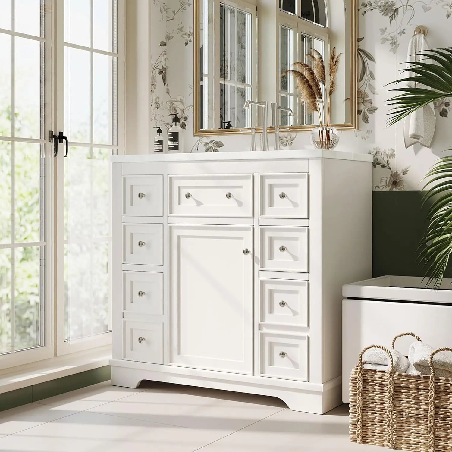 Bathroom Vanity Cabinet Sink Top Combo Single Door 3 Drrawers
