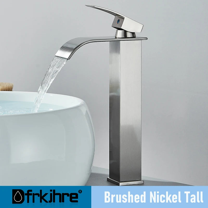 Bathroom Copper Waterfall Stainless Steel Basin Faucet Hot and Cold Dual Control Faucet