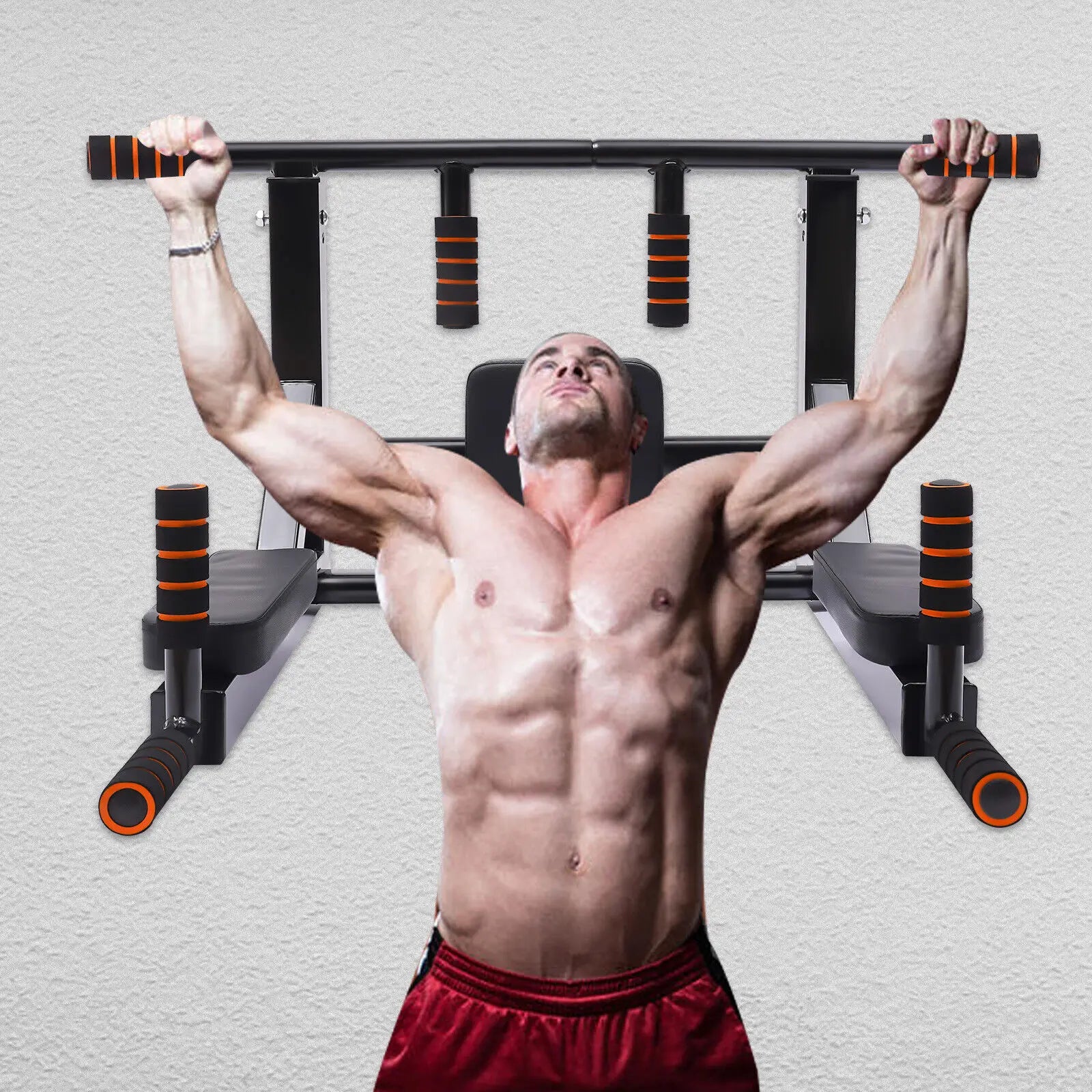Pull Up Bar, Raise Dip Station Vertical Knee Multi-function Exercise Equipment