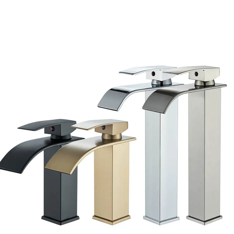 Bathroom Copper Waterfall Stainless Steel Basin Faucet Hot and Cold Dual Control Faucet