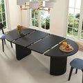 Round Expandable Fluted Base Modern Oval Dining Table