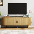 TV Stand Living Room Furniture with Power Outlet for TVs up to 70" with Sliding Doors Storage Adjustable Shelves