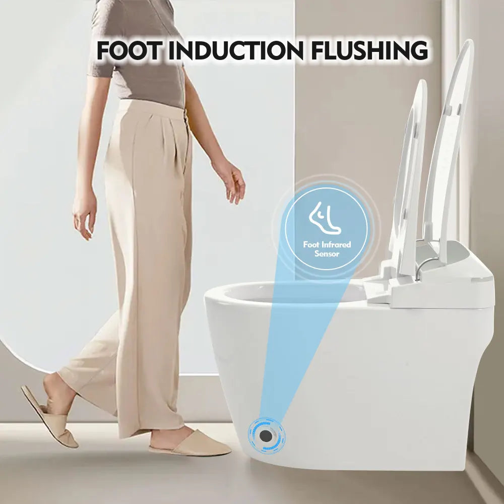 Heated Seat Smart Toilet, One Piece Toilet, Automatic Flush Tank without Bidet, with Foot sensor Flush