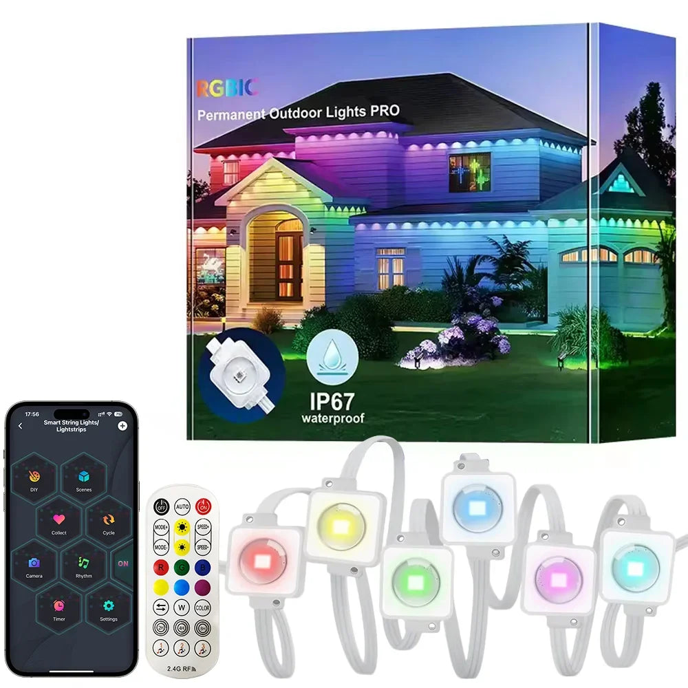 Smart Outdoor Lights Lights Waterproof Light String with App Remote Control Music Sync