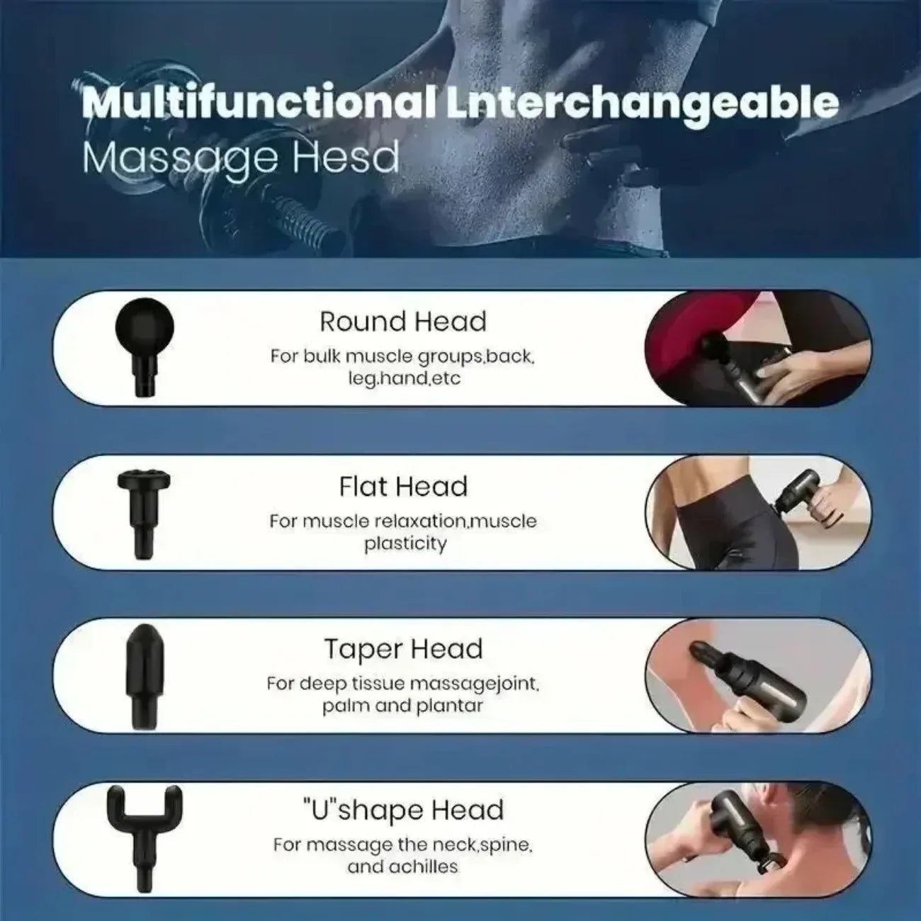 Mini USB Massage Gun with Multiple Massage Fixtures