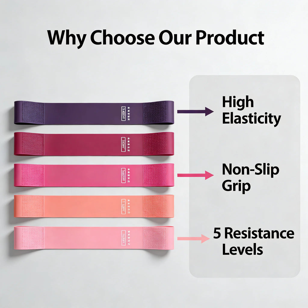 Resistance Bands Set 5 Levels Non-Slip Exercise Booty Bands