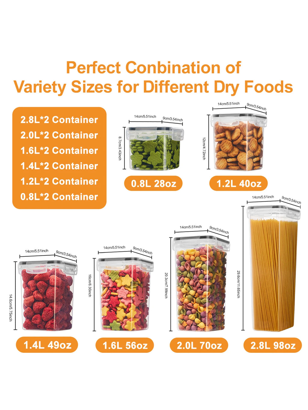 Sealed food storage containers with LIDS - lunch boxes ideal for organizing and storing grains, rice, pasta, tea, nuts