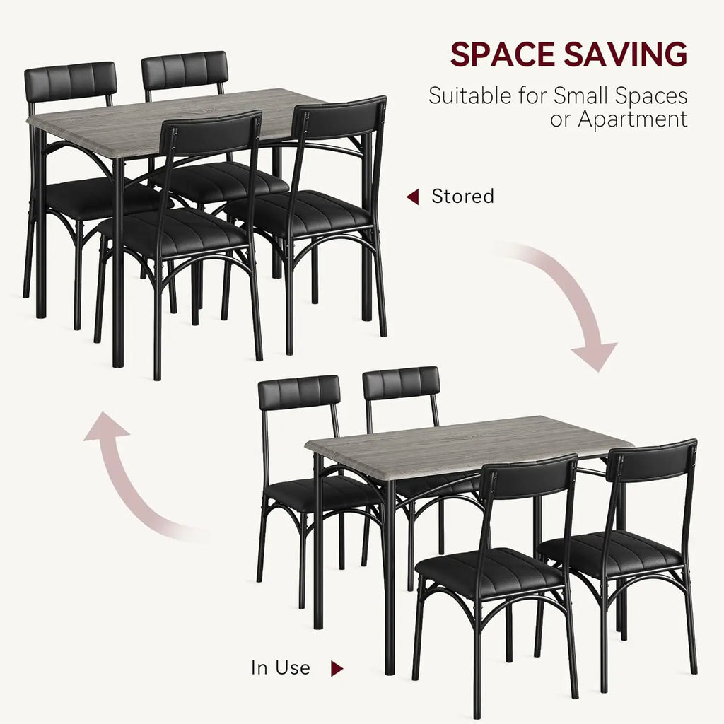 Modern Dining Table Set with 4 Upholstered Chairs, 5 Piece Dining Room Table Set
