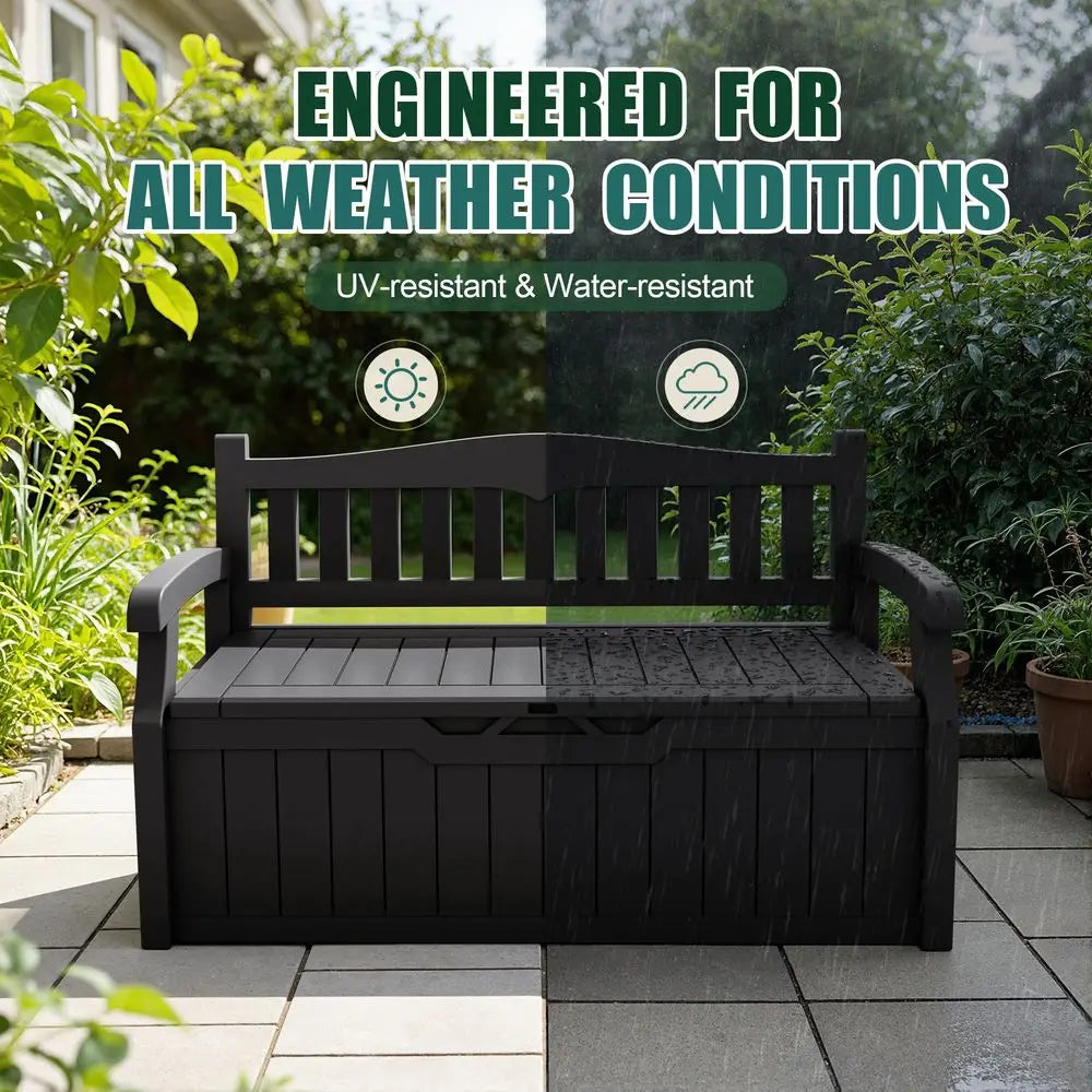 80 Gallon Storage Bench Deck Box Lockable for Patio Furniture