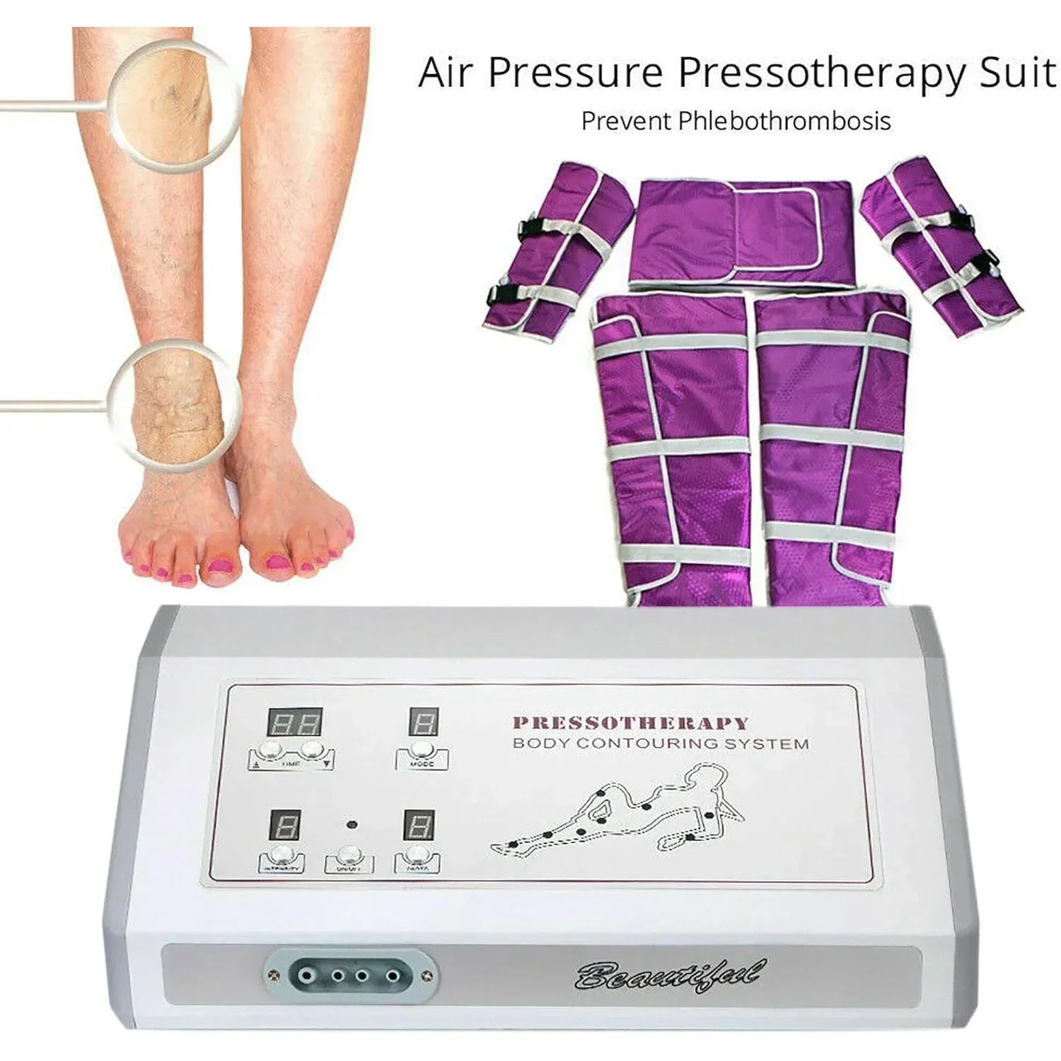 50W Pressotherapy Air Pressure Machine Slimming Suit Body Massager