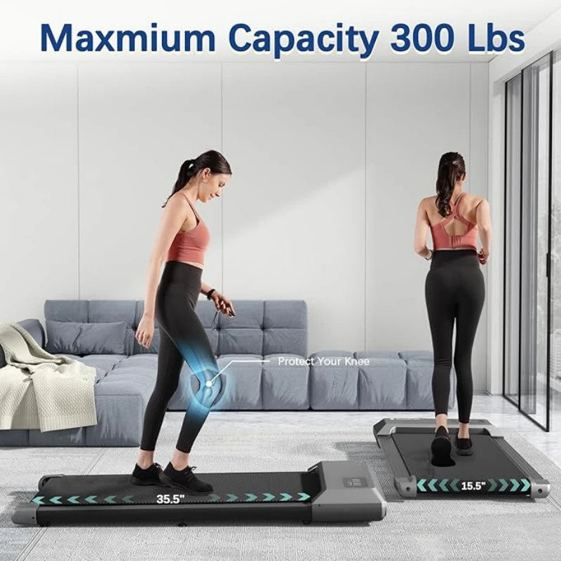 300lbs Treadmill Walking Pad LCD Digital Data Display 2in1 Walking Running Fitness Exercise Machine