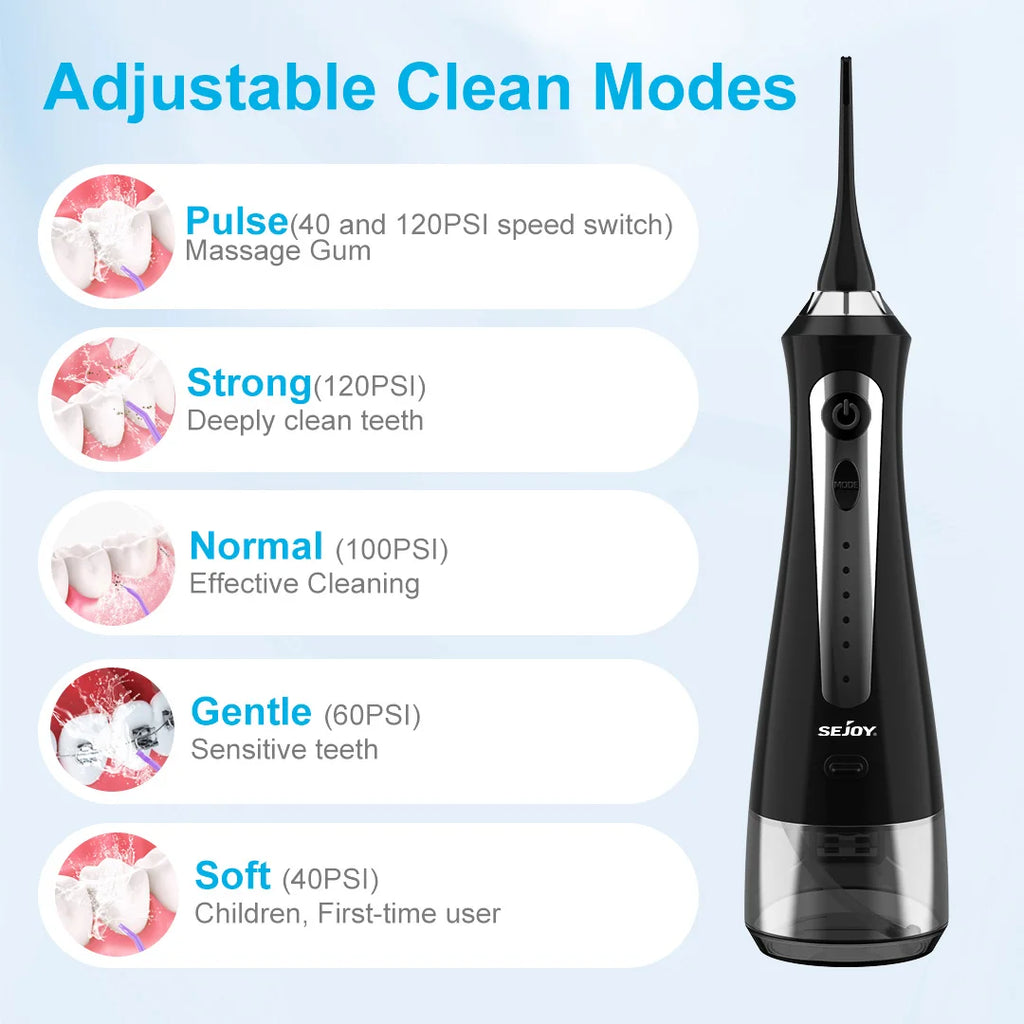 Water Flosser Irrigator Dental Teeth Whitening strips Portable 5 Modes 8 Jet Tips Washing Machine