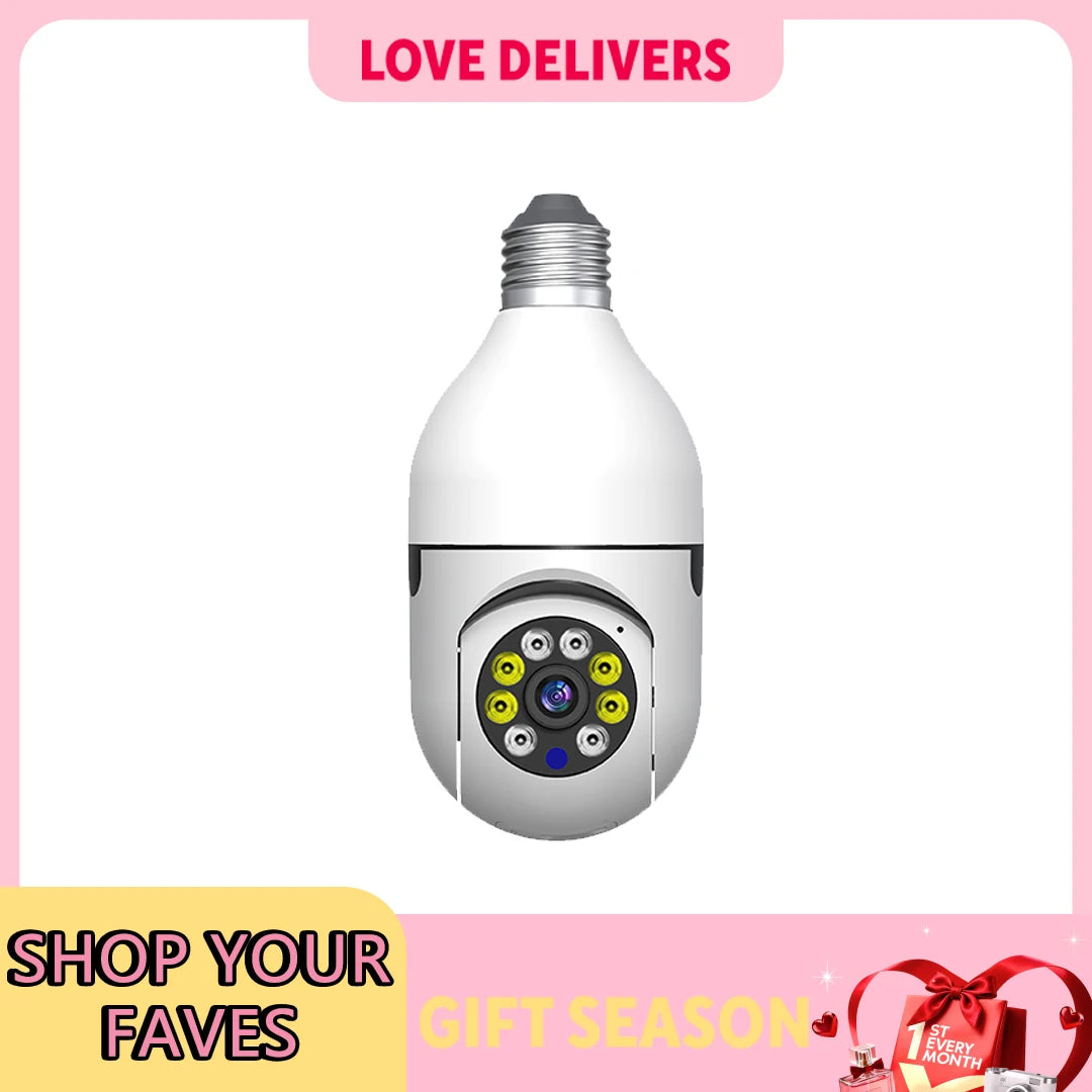 Light Bulb Security Cameras Outdoor Wireless WiFi Camera, 360 Degree, Light Socket Screw In