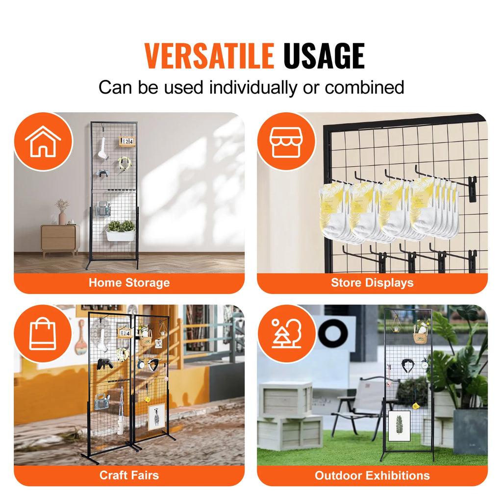Gridwall Display Racks Double Side Panels for Art Craft Shows Retail Shop w/ Hooks