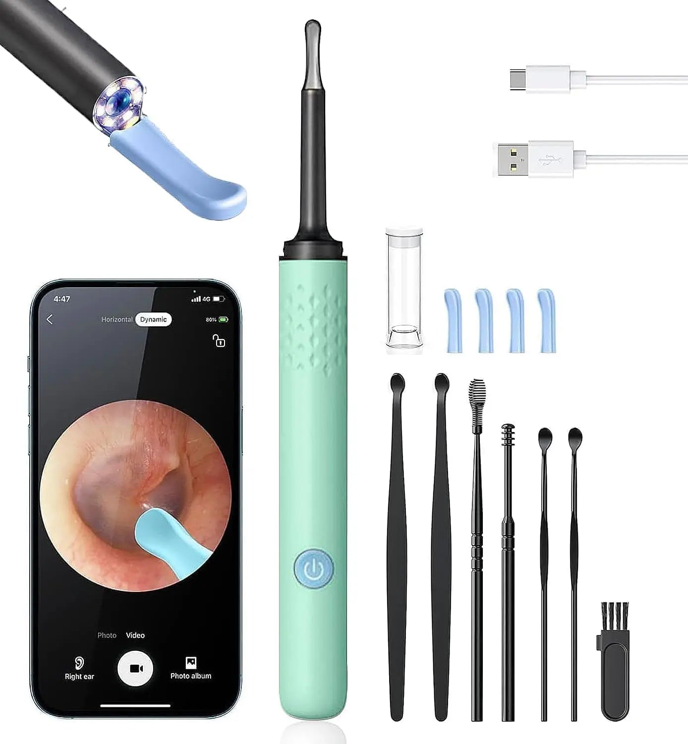 Ear Wax Removal Camera Tool with HD Lens and 7-Piece Cleaning Kit
