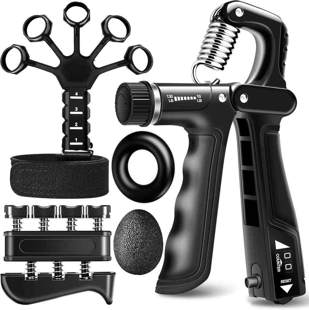 Adjustable Grip Strength Trainer Kit, Forearm & Finger Strengthener for Muscle Building and Injury Recovery