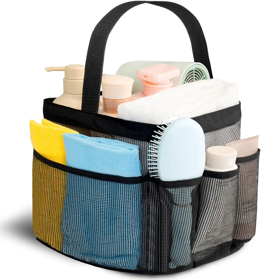 Mesh Shower Caddy with 9 Pockets, Large-Capacity Quick-Dry Toiletry Bag