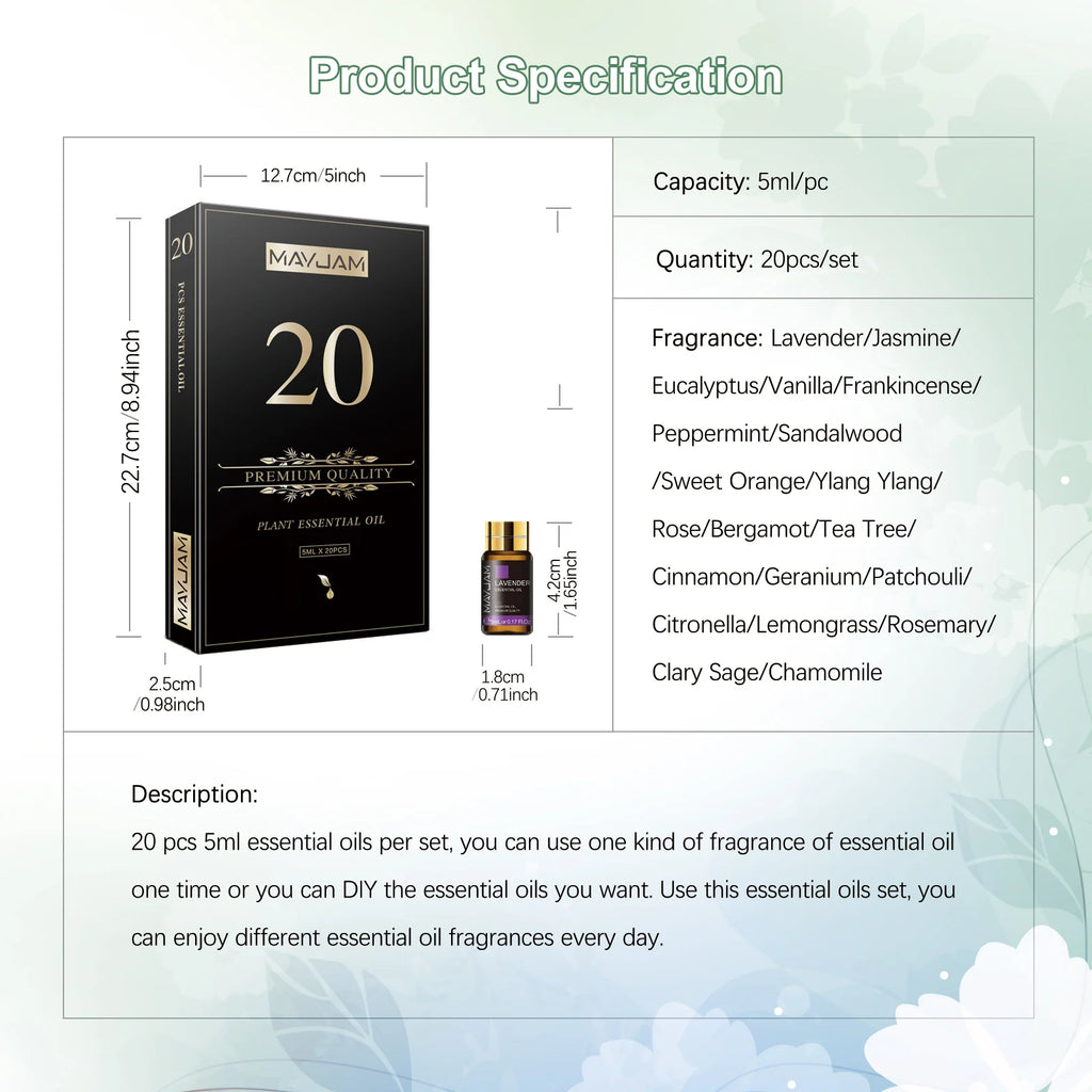 20 Bottles Essential Oils Gift Box Scents