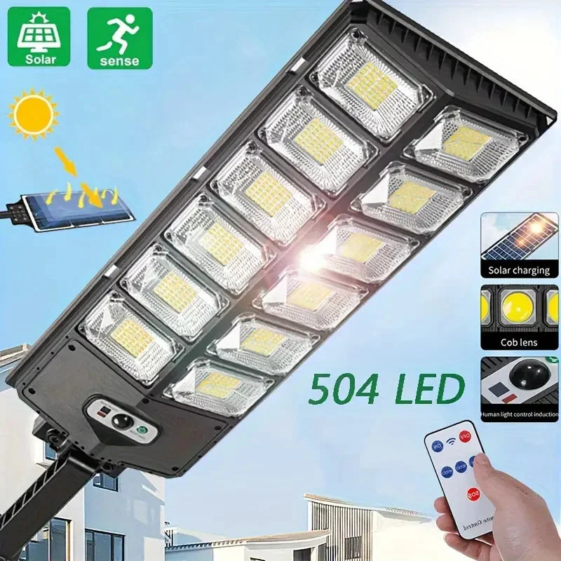 504LED ultra-Bright Solar Street light Wide Angle Motion Sensor, Remote Control, Energy-Efficient, Waterproof