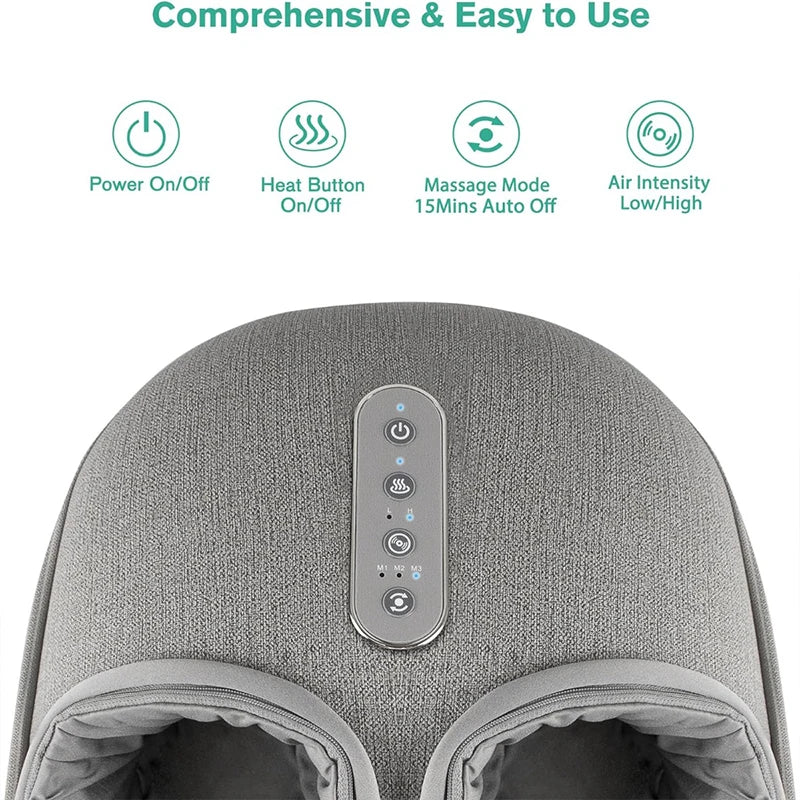Foot Massager Heating Therapy Adjustable Shiatsu Deep Kneading Roller Muscle Relaxation for Pain Relief