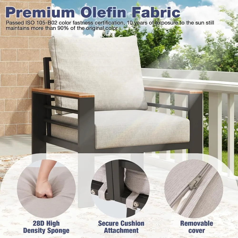 Aluminum Patio Furniture Set 7 Seats with Washable Thick Cushions
