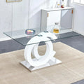 Glass Modern Rectangular Table with Tempered Glass Top and Black/Gold OC Design Base