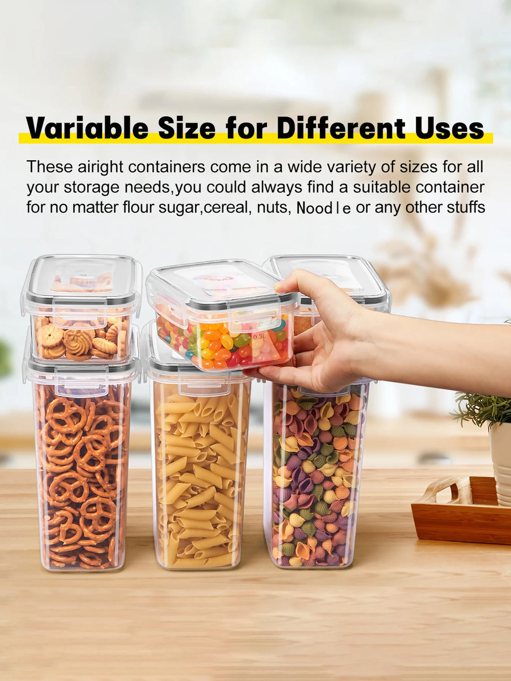 Sealed food storage containers with LIDS - lunch boxes ideal for organizing and storing grains, rice, pasta, tea, nuts