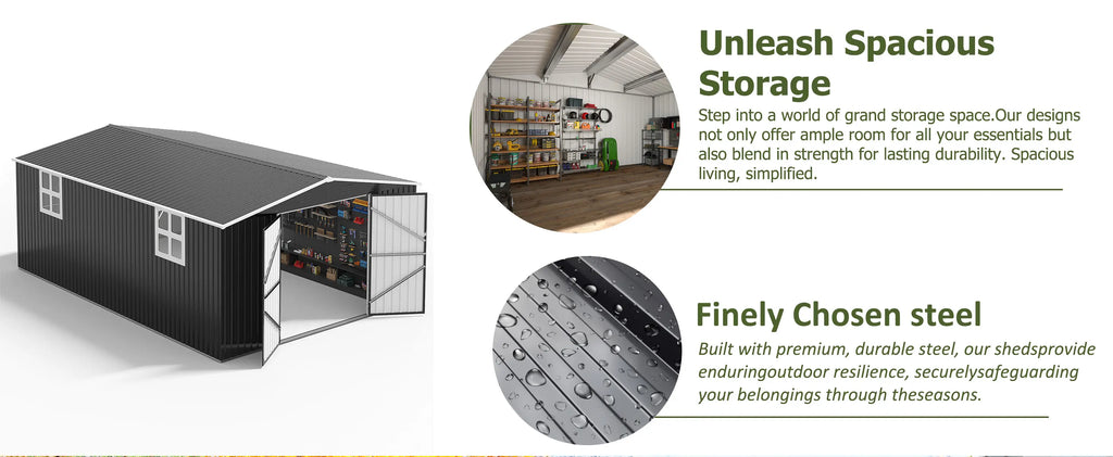Outdoor Heavy-Duty Metal Storage Shed w/ Lockable Door
