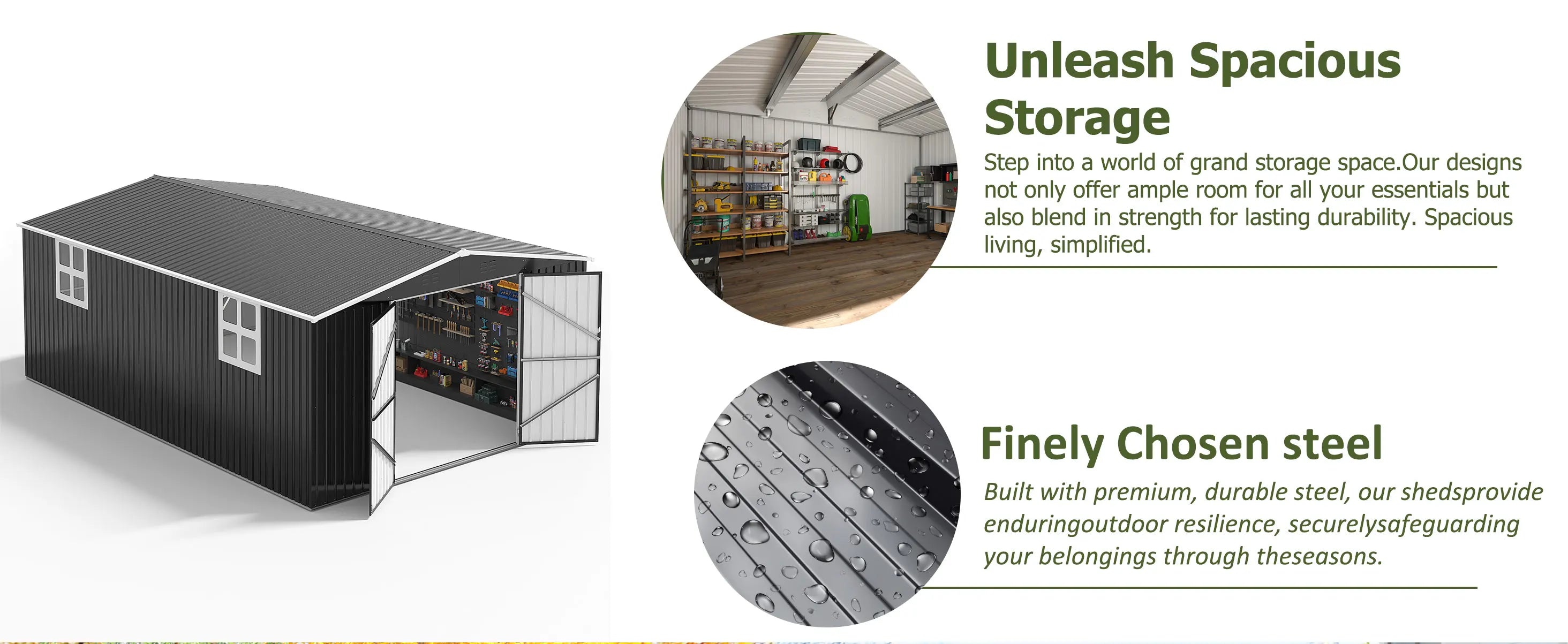 Outdoor Heavy-Duty Metal Storage Shed w/ Lockable Door