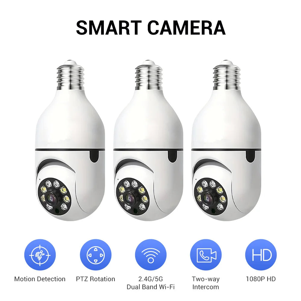 Light Bulb Security Cameras Outdoor Wireless WiFi Camera, 360 Degree, Light Socket Screw In
