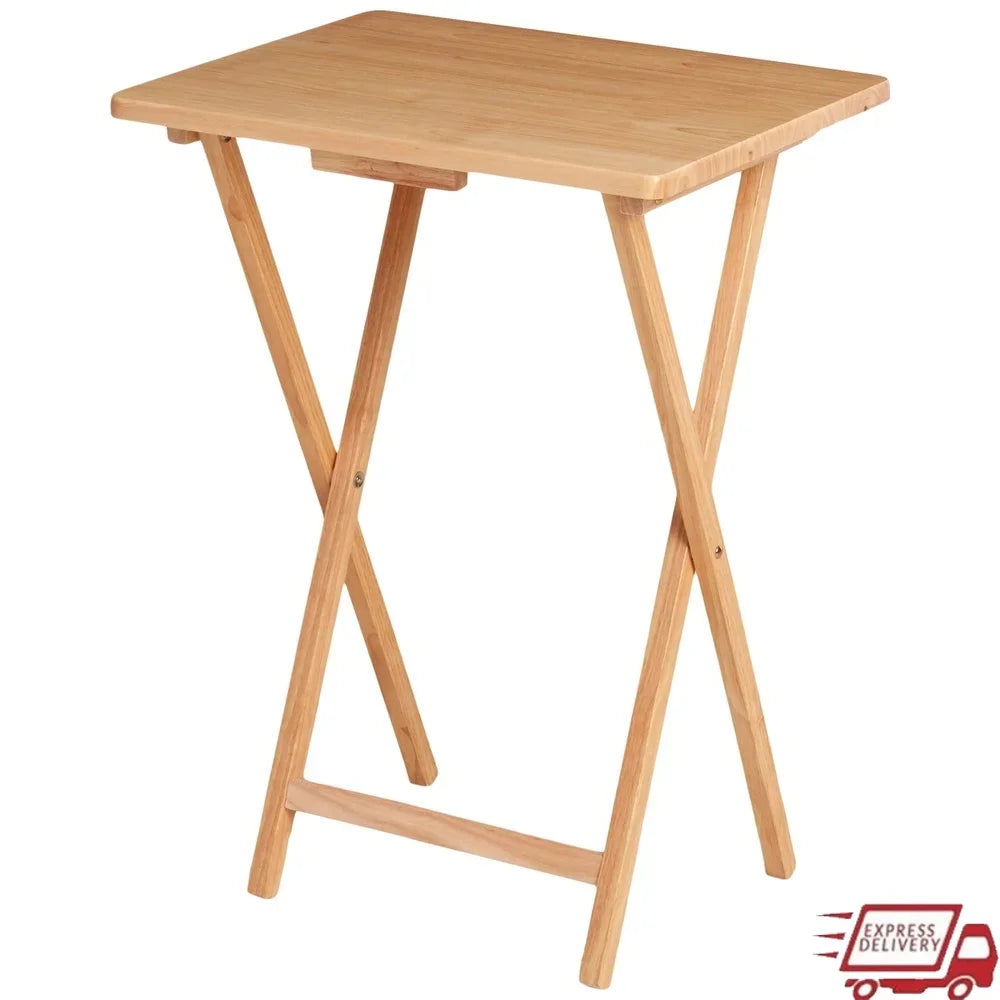 Indoor Folding TV Tray Table Portable Lightweight Solid Rubberwood