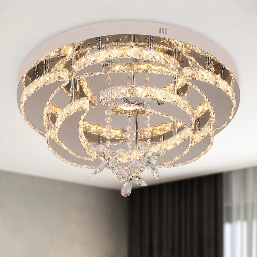 Luxury K9 Crystal Chandelier Modern Dimmable Ceiling Lamp