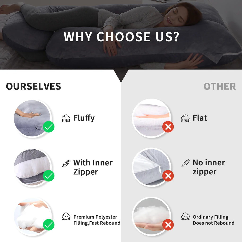 Pillows for Sleeping, G Shaped Full Body Pillow with Removable Cover