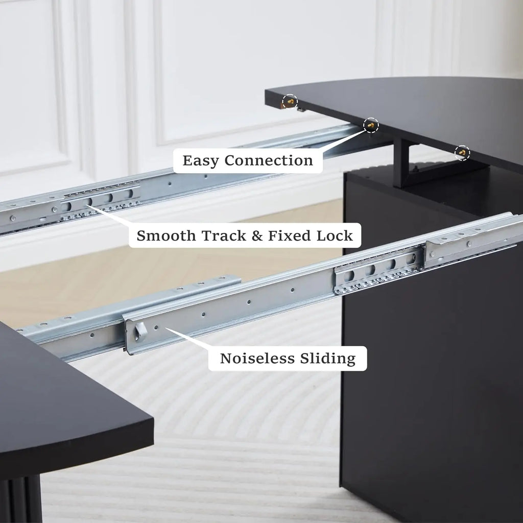 Round Expandable Fluted Base Modern Oval Dining Table