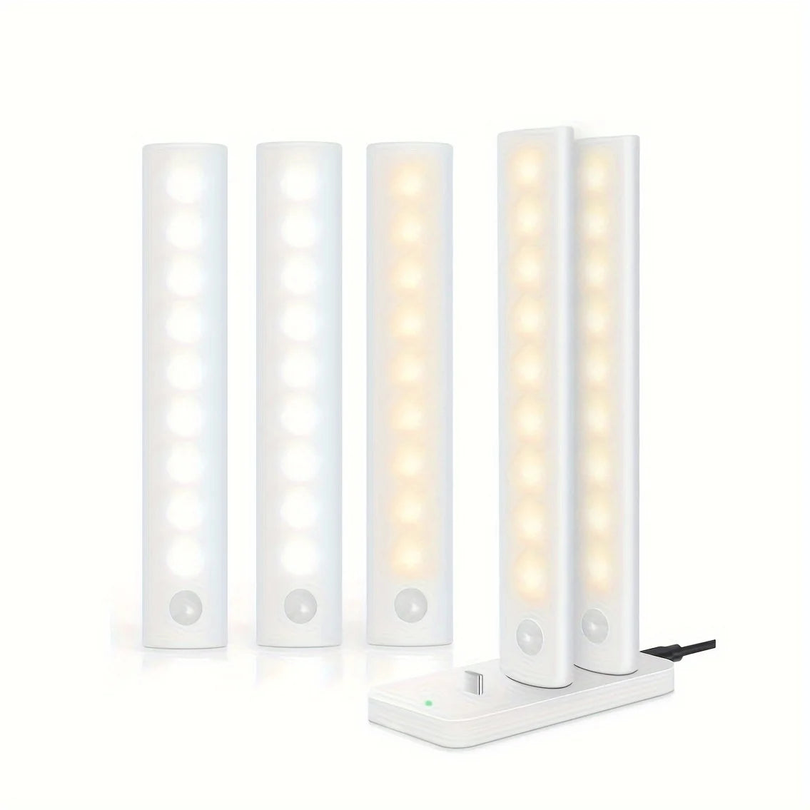 Under Cabinet Lights 1/3/5/6pcs, Motion Sensor Rechargeable  Battery Operated 2 Colors LED Light