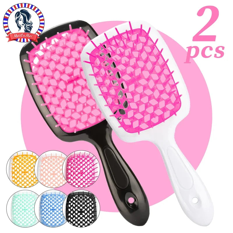 2pc Hair Anti Static Scalp Massage Wet Dry Comb Brush Set