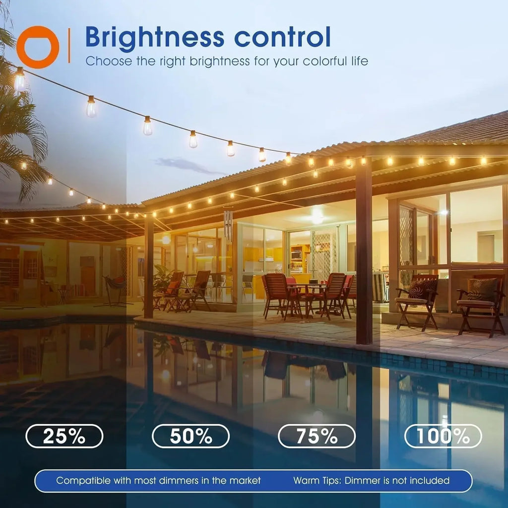 150FT LED Outdoor String Lights Waterproof & Shatterproof