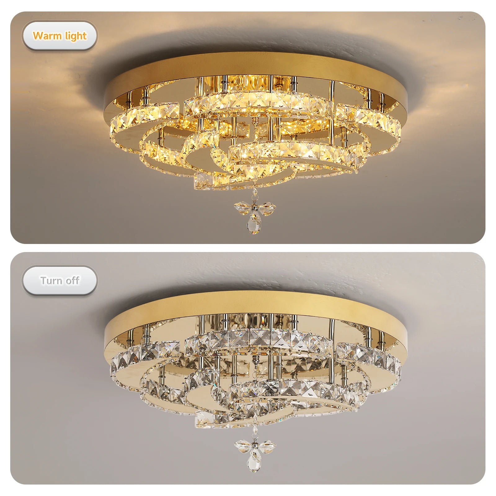 Luxury Gold K9 Crystal Ceiling Lamp Dimmable Led Chandelier