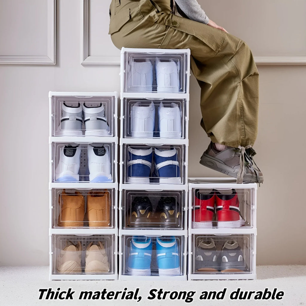 6 Layers Shoes Box Foldable Transparent Sneaker Shoe Storage Stackable Dustproof Cabinet Shoe Rack