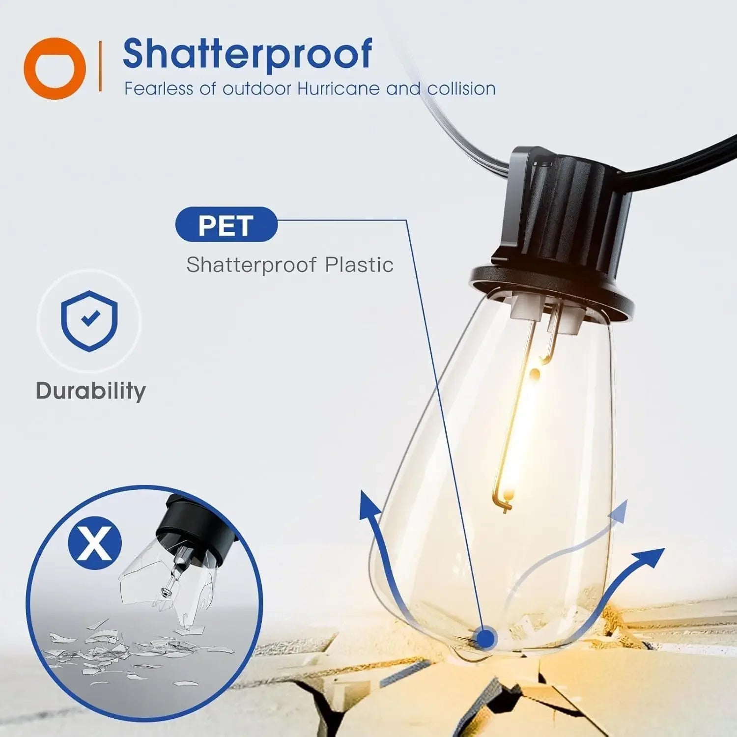 150FT LED Outdoor String Lights Waterproof & Shatterproof