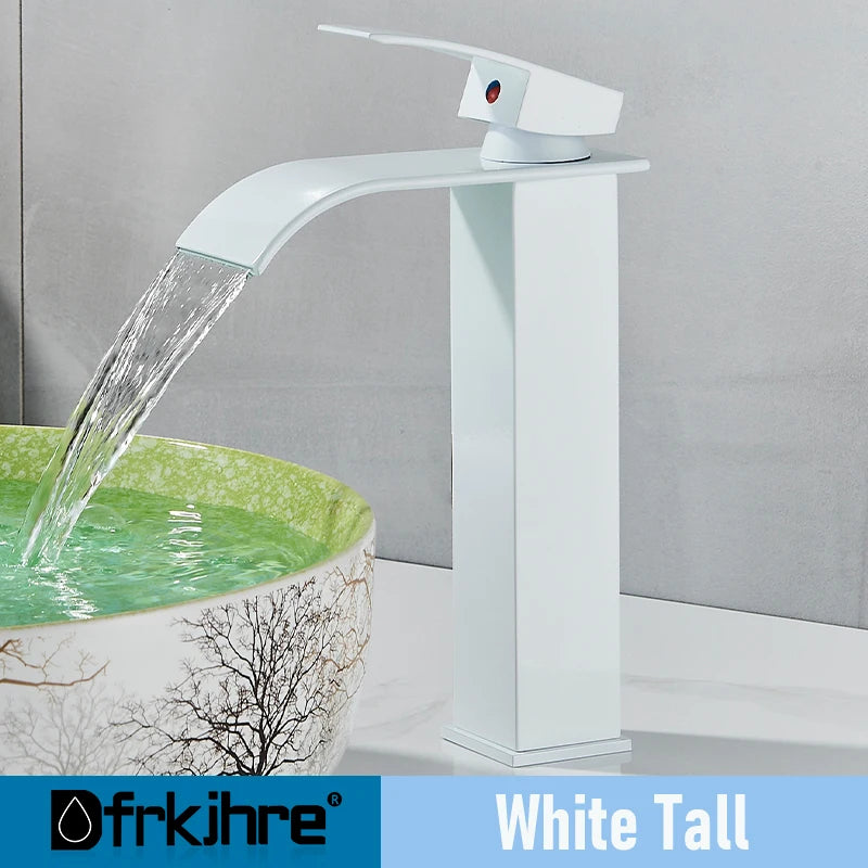 Bathroom Copper Waterfall Stainless Steel Basin Faucet Hot and Cold Dual Control Faucet