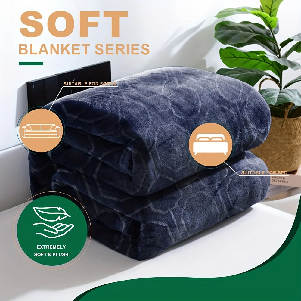 Luxurious Blue Flannel Throw Blanket - Ultra-Soft