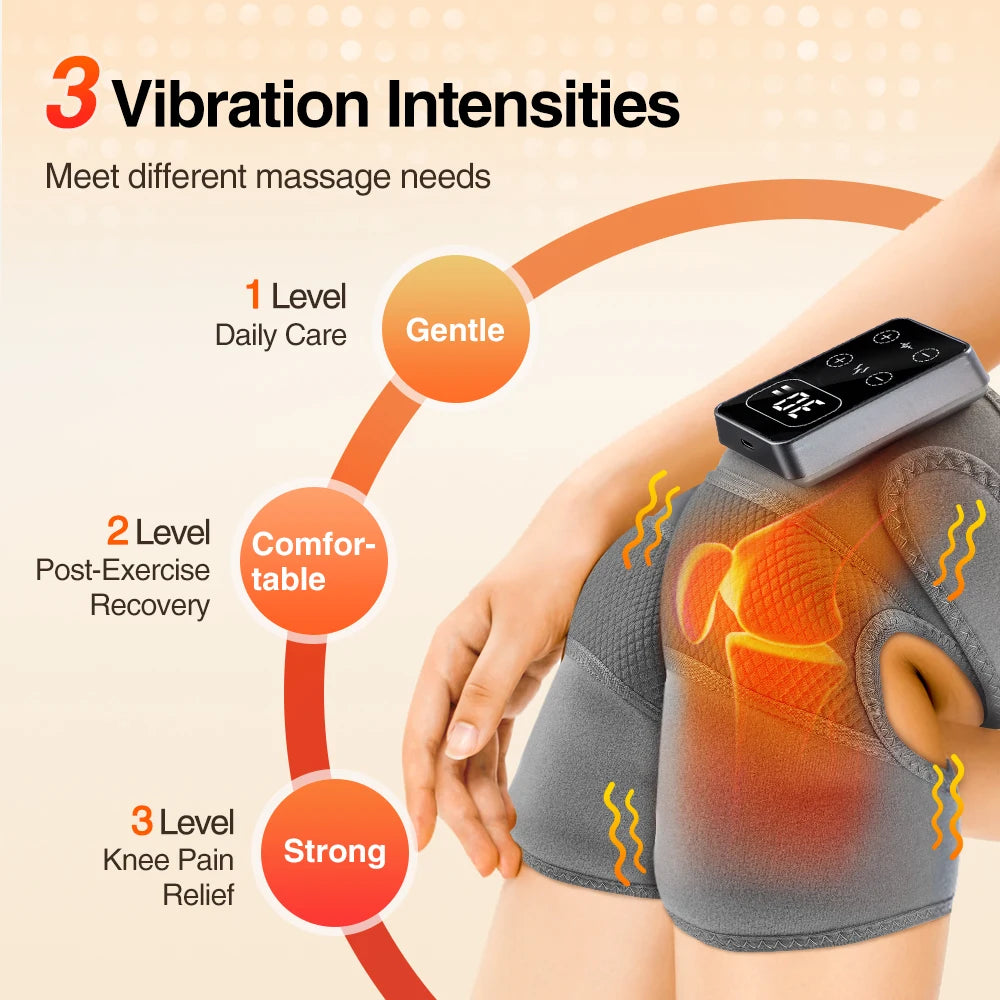Heated Vibrating Knee Pads for Joint infrared Knee, Shoulder & Elbow Pad 3 in 1 Brace Hot Compress USB Charging