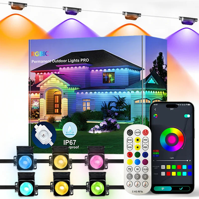 Smart Outdoor Lights Lights Waterproof Light String with App Remote Control Music Sync