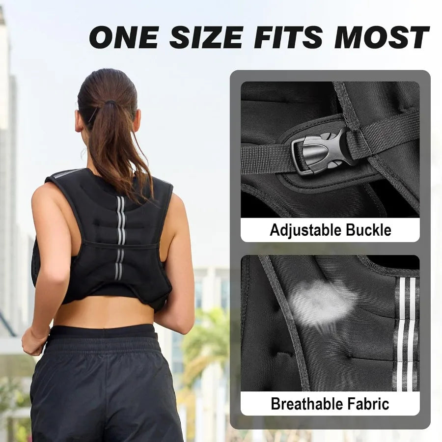 Weighted Vest, 8lbs Weights Vest with Reflective Stripe for Workout, Strength Training, Running, Walking