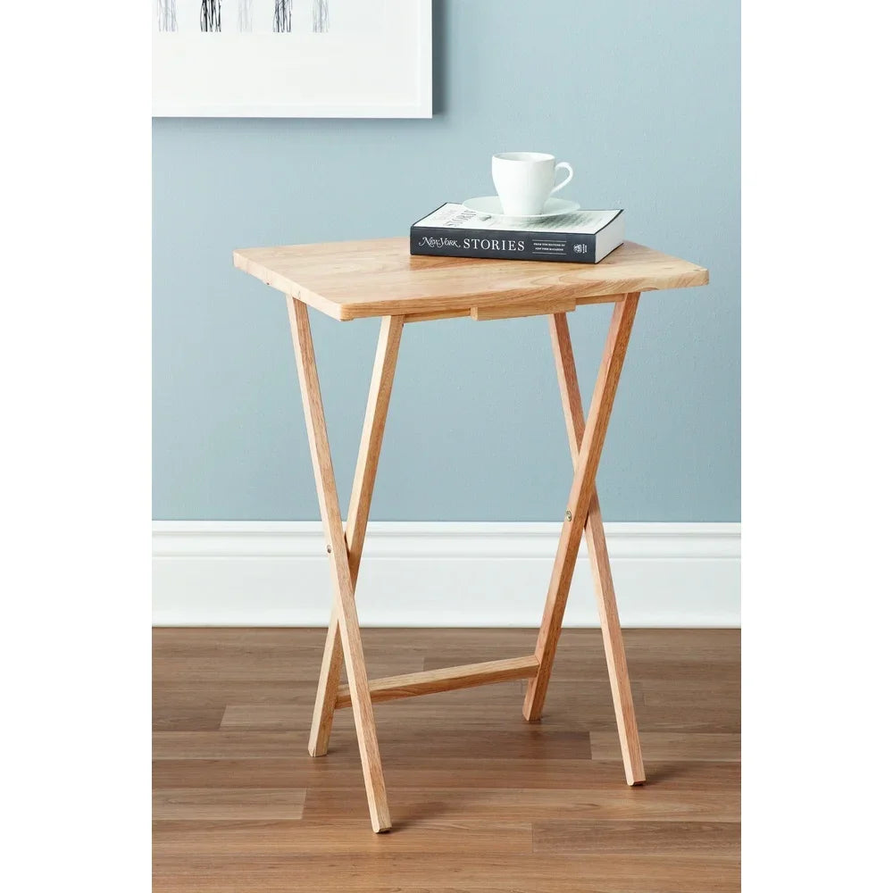 Indoor Folding TV Tray Table Portable Lightweight Solid Rubberwood
