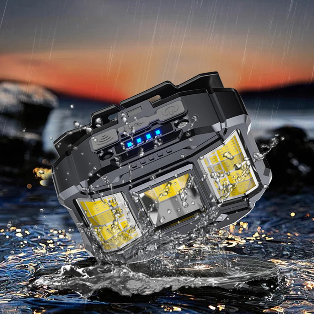 LED USB Charging Head Mounted Flashlight Powerful Headlight Torch for Outdoors
