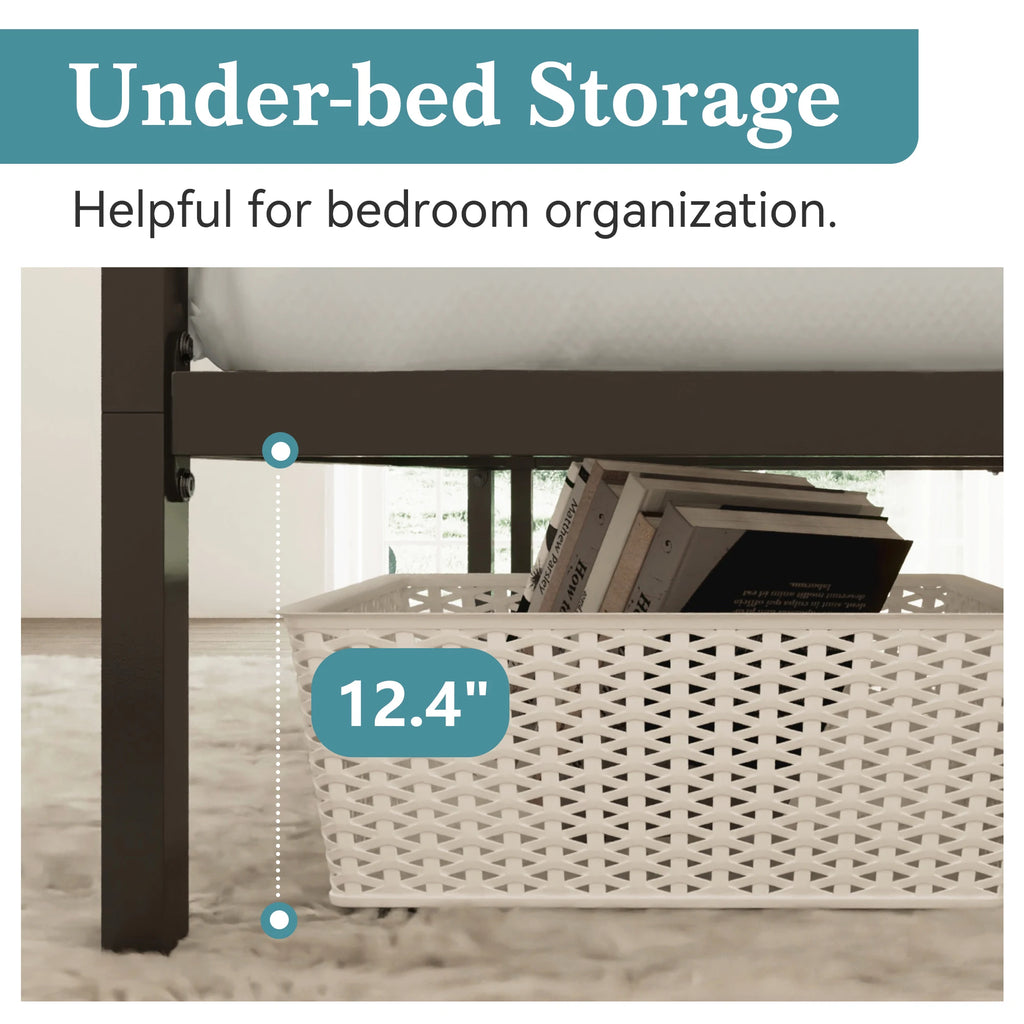 Canopy Bed Frame, 3-Metal Crossbar, No Box Spring Needed, Easy Assembly